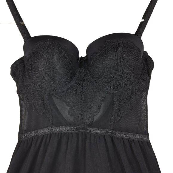 International Intimates Black Baby Doll Size Small Mesh Lining Adjustable Straps - Picture 10 of 11